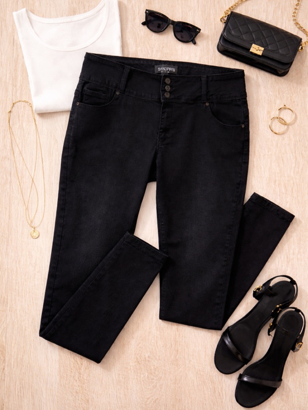 Sandpiper Black High-Rise Skinny Jeans for Women